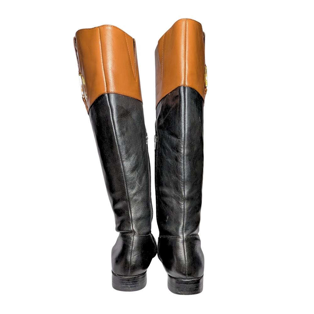 Ralph Lauren Two-Tone Leather Knee-High Riding Boots – Size 8.5 - Picture 2 of 5